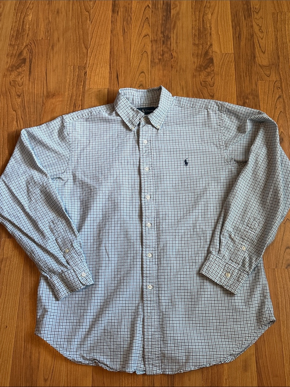 Ralph Lauren Light Blue and Navy Micro-Check Button-Down Shirt - Picture 2 of 14